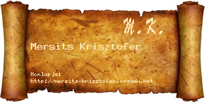 Mersits Krisztofer névjegykártya